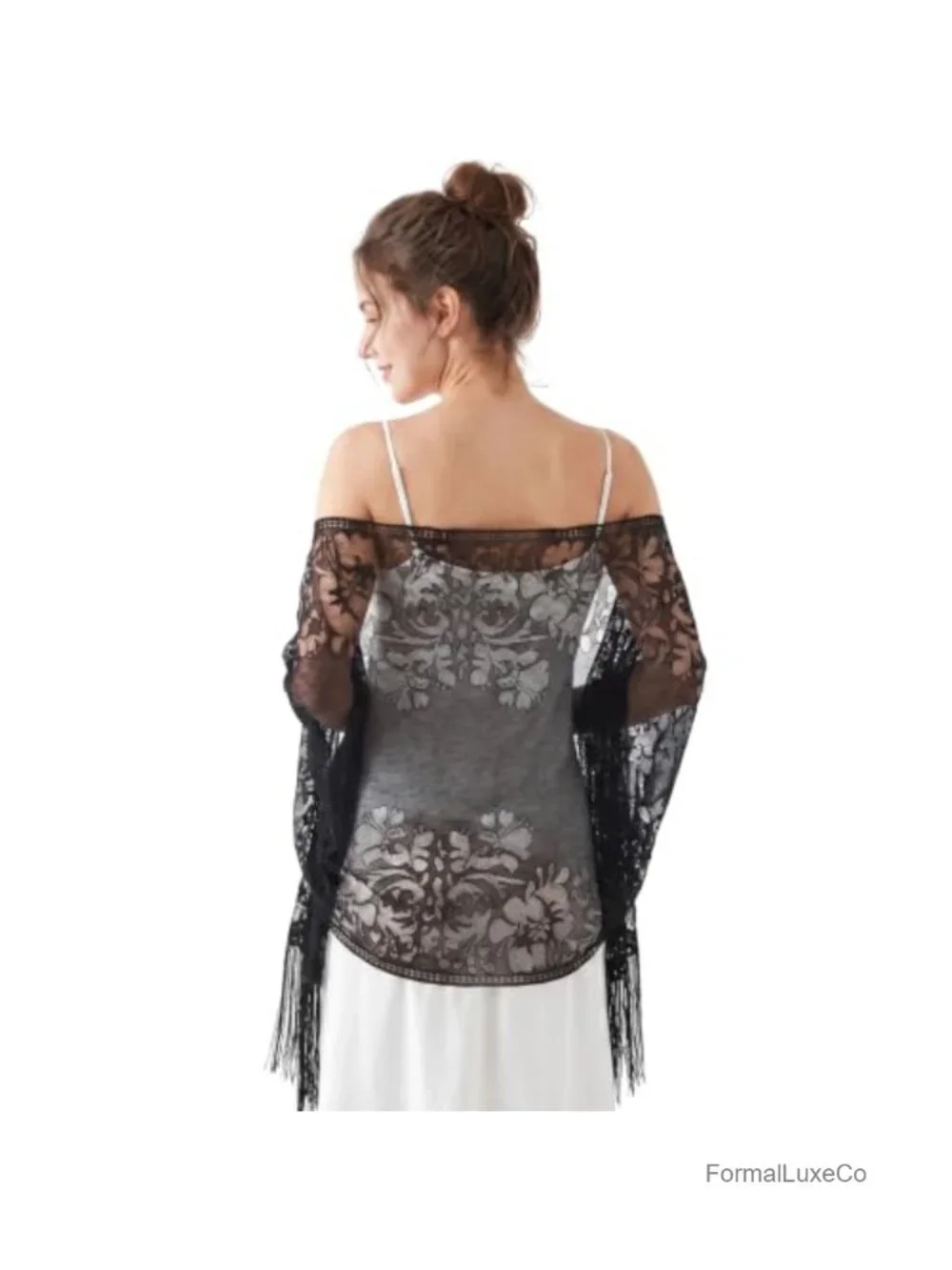 Women's Lace Pashmina Shawl Wrap Bridal Scarf Chapel Veil Evening Dress Cover Up
